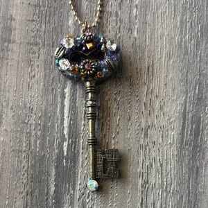 Betsey Johnson Crystal Embellished Key Necklace